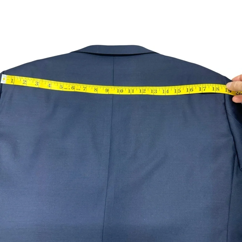 Tiglio Luxe Blazer Sangria Jacket Men’s 44S Navy Blue Italy Merino Wool
